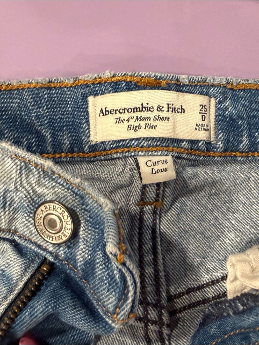 Abercrombie & Fitch Light Blue High-Rise Mom Denim Shorts